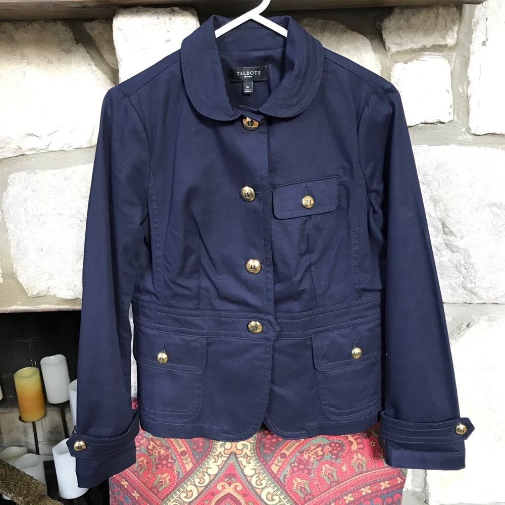 Talbots Navy Blue Blazer Jacket w/Gold Buttons